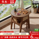 Winter wood solid wood outdoor table and chair combination balcony leisure tea three-piece set creative small one table and two chairs internet celebrity round tea table exclusive version balcony small tea table-walnut color