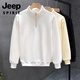 JEEP SPIRIT Jeep Large Size 300Jin Jin is equal to 0.5kg Daily wear half-high zipper collar sweatshirt men's trendy brand ins jacket spring and autumn top Black - Thin M 80-115Jin Jin is equal to 0.5kg