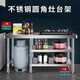Tuojin gas tank storage rack stainless steel stove stand kitchen gas stove shelf cutting vegetable and meat operation table three layers can be placed extra thick length 100 width 40