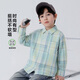 Yoyo Fairy Tale Spring and Autumn Children's Shirt Long Sleeve Cotton Comfortable 2026 Boys Spring Plaid Shirt Medium Big Children's Top Trendy Yellow Green Plaid 110