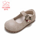 Fuluo Mi Fuluo Mi children's shoes 2026 spring new children's fashion Birkenstock shoes for girls shallow mouth soft sole small leather shoes beige single layer 27