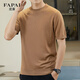 FAPAI FAPAI machine washable pure wool short-sleeved wool sweater men's thin worsted T-shirt round neck sweater golden brown camel 50