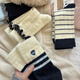2025 autumn and winter Australian velvet thickened warm striped socks, ribbed stripes, one size fits all