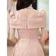 Lanka Roni high-end art exam evening dress female pink petite French niche engagement dress bridesmaid dress can be worn at ordinary times pink S (recommended 86-95Jin Jin equals 0.5 kg)