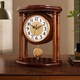 The Story of Time New Chinese style high-end solid wood old-fashioned table clock home tabletop clock antique sitting clock YS282 large size - brown swing model - solid wood - Lisheng movement height 34 width 28