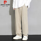 Pierre Cardin jeans men's spring fashion brand loose casual overalls men's American wide-leg long pants khaki M