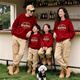 New Year's Parent-child Outfits, Safe and Happy Autumn and Winter New Styles for a Family of Three and Four 2026 Red Family Outfits Sweatshirts and Rompers without Velvet Burgundy 175 Adults XL