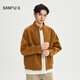 SANFU 2026 Spring Men's Imitation Camel Leather Jacket Casual Loose Stand Collar Jacket 523038 Light Gray M