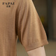 FAPAI FAPAI machine washable pure wool short-sleeved wool sweater men's thin worsted T-shirt round neck sweater golden brown camel 50