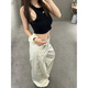 2026 new summer women's threaded sleeveless racer vest suspender casual sports slimming short top black XL