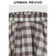 UR2026 Spring New Children's Clothing Girls Urban Plaid Splicing Super Loose Cotton Skirt UGU560006 Pink Gray Plaid 110
