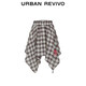 UR2026 Spring New Children's Clothing Girls Urban Plaid Splicing Super Loose Cotton Skirt UGU560006 Pink Gray Plaid 110