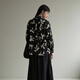 Nishimachi Village House (SETIROM) Casual Shirt Women's Spring New Retro Contrast Print Long-Sleeved Shirt HA9103045 Black Background White Flowers One Size