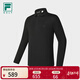 Fila Fila official men's knitted long-sleeved POLO shirt 2025 autumn new golf sports sun protection top dark black-BK L 175/96A/L