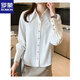 ROMON white shirt women's long-sleeved 2026 spring and autumn new large collar shirt loose slim design niche stacking top white 2XL