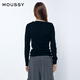 Moussy 2026 early spring new product gentle and elegant style slim one-line collar sweater for women 031JSA70-1002 020 black one size