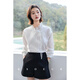 KSOEUR K sister fell in love at first sight exquisite lazy Chinese style lace strap pima cotton shirt for women white L