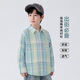 Yoyo Fairy Tale Spring and Autumn Children's Shirt Long Sleeve Cotton Comfortable 2026 Boys Spring Plaid Shirt Medium Big Children's Top Trendy Yellow Green Plaid 110