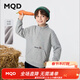 MQD plus velvet MQD boys 25 new winter style college style half-cardigan sweatshirt with big cartoon on the back, light hemp gray 140