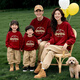 New Year's Parent-child Outfits, Safe and Happy Autumn and Winter New Styles for a Family of Three and Four 2026 Red Family Outfits Sweatshirts and Rompers without Velvet Burgundy 175 Adults XL
