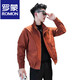 ROMON 2025 Autumn Men's Jacket Slim Stand Collar Zipper Handsome Style Jacket Khaki L