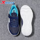 Xtep children's 2026 spring new boys' soft-soled Velcro non-slip sports running shoes, deep blue/classic white, dense mesh and breathable 39