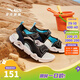 ANTA Children's Sandals Universal Big Children's Shoes 2025 Summer New Velcro Outdoor Baotou Soft Elastic Beach Shoes Black/Lake Blue-3 39