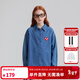 ELLE KIDS Children's Clothing Love embroidered logo mid-length denim shirt girls spring cotton casual comfortable jacket denim blue 160 (S)