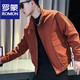 ROMON 2025 Autumn Men's Jacket Slim Stand Collar Zipper Handsome Style Jacket Khaki L