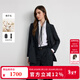 Scofield Wool 100% Women's Intelligent Peaked Collar Striped Suit Double Breasted 2025 Autumn New Arrival Gray (Suit) S 160
