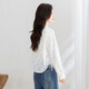 Sibaishe round neck shirt 2026 spring new women's simple embroidered drawstring loose single-breasted shirt white L