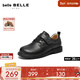 Belle British Style Loafers Children's Shoes 2026 Spring New Mall Same Texture Velcro Small Leather Shoes A6001A86 Black 34