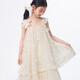 Xiaoyinman children's clothing girls three-dimensional flower princess dress 26 mid-summer big children's suspenders cool, comfortable and sweet dress apricot 120