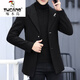 Woodpecker autumn and winter woolen woolen coat men's thickened suit Korean style trendy men's short windbreaker mature and stable heavy coat black 2XL