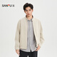 SANFU 2026 Spring Men's Imitation Camel Leather Jacket Casual Loose Stand Collar Jacket 523038 Light Gray M