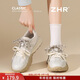 ZHR Zeze Dexun Shoes Women's 2026 Spring New Thick-soled Heightening Sports Shoes Women's Retro Style Women's Shoes KS299 Beige 37