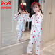 MiiOW children's pajamas for girls in spring and autumn long-sleeved ice silk home clothes for middle-aged and older children and girls summer thin silk air-conditioning clothes Mary Cat (double length) #QN-3047 165 S size suitable for height 140-150CM