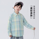 Yoyo Fairy Tale Spring and Autumn Children's Shirt Long Sleeve Cotton Comfortable 2026 Boys Spring Plaid Shirt Medium Big Children's Top Trendy Yellow Green Plaid 110