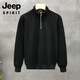 JEEP SPIRIT Jeep Large Size 300Jin Jin is equal to 0.5kg Daily wear half-high zipper collar sweatshirt men's trendy brand ins jacket spring and autumn top Black - Thin M 80-115Jin Jin is equal to 0.5kg