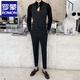 ROMON suit men's three-piece Korean style slim-fitting business professional interview formal striped suit groom's wedding dress dark gray one-piece suit M