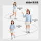 Luo Meng Girls' Shirt 2026 New Spring Clothing Medium and Large Children's Blue Cotton Shirt Children's Style Puff Sleeve Top Blue Regular Single Shirt 150