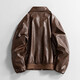 Men's Spring and Autumn Lapel Leather Jacket Youth Outdoor Sports and Leisure Versatile Leather Jacket New Windproof Leather Jacket Brown 2630 L Recommended 125-150Jin Jin equals 0.5 kg