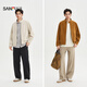 SANFU 2026 Spring Men's Imitation Camel Leather Jacket Casual Loose Stand Collar Jacket 523038 Light Gray M