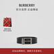 BURBERRY Gift Men's Reversible Charcoal Gray Plaid and Leather Pin Buckle Belt