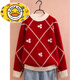 HAL.DUCK Girls' Red Sweater 2026 Autumn and Winter New Style Children's Winter Wear Medium and Large Children's Velvet Thickened Knitted Bottoming Sweater Red 140 cm