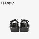 TEENMIX Children's Shoes 2026 Spring New Girls' Versatile Leather Shoes Princess Shoes Bow Tie Performance Shoes Soft Sole Shallow Mouth Single Shoes Black 35
