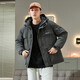 TonLion 2025 winter men's hooded short workwear cotton coat with small label on the front