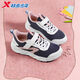 Xtep children's girls' shoes 2026 new spring Velcro dense mesh breathable sports non-slip casual running shoes Hanyu white/classic white dense mesh breathable 33