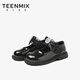 TEENMIX Children's Shoes 2026 Spring New Girls' Versatile Leather Shoes Princess Shoes Bow Tie Performance Shoes Soft Sole Shallow Mouth Single Shoes Black 35