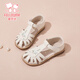 Fuluo Mi Girls Sandals Summer New National Style Embroidered Princess Shoes Children's Non-Slip Lightweight Baotou Sandals Off-White 27